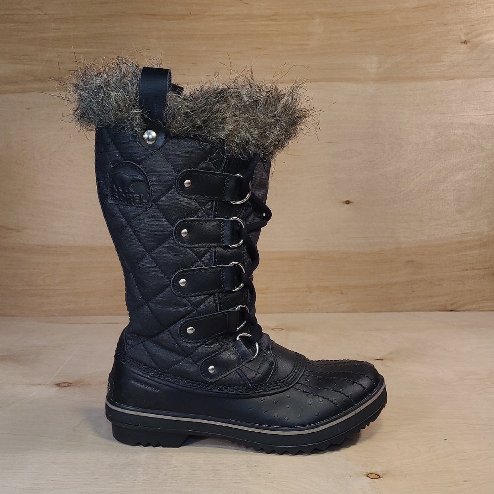 Sorel Tofino Black Flux Fur Women's Winter Duck Toe Snow Boots